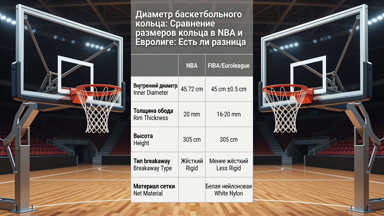 Диаметр баскетбольного кольца: Сравнение размеров кольца в NBA и Евролиге: Есть ли разница